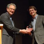 Dean Douglass Sullivan-Gonzalez presents Joe Bell with his Barksdale Award.